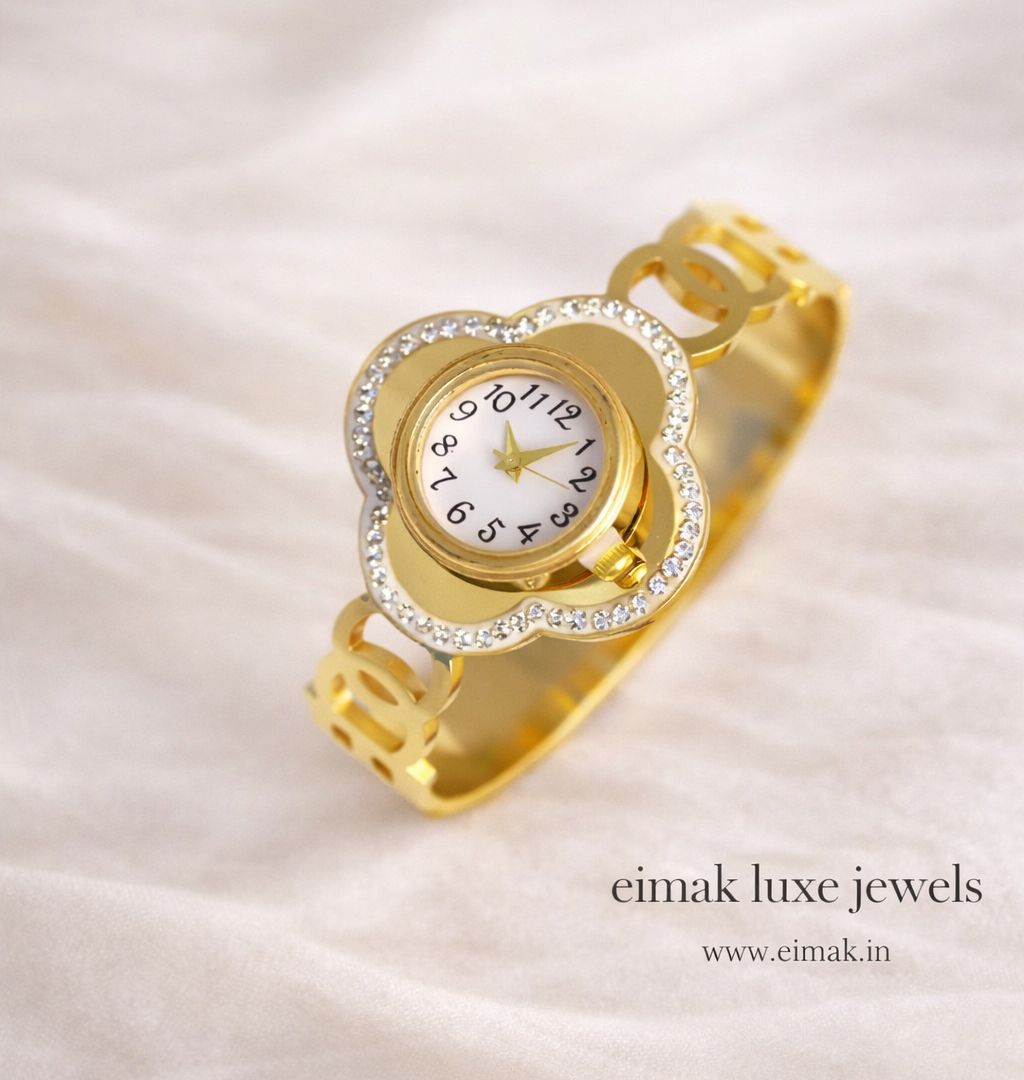 petal halo crystal bangle watch