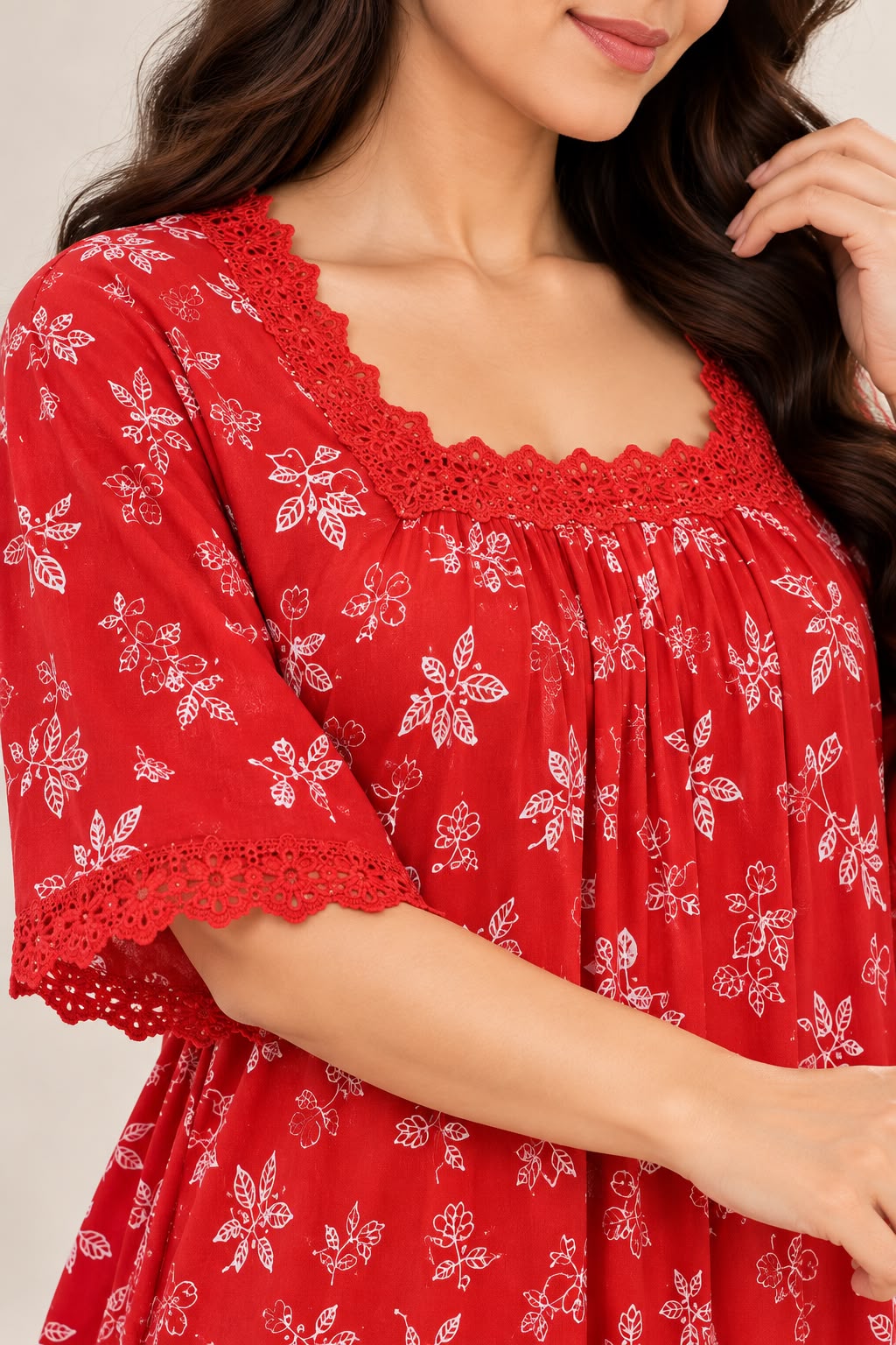 Red Floral Printed Maxi Dress for Women