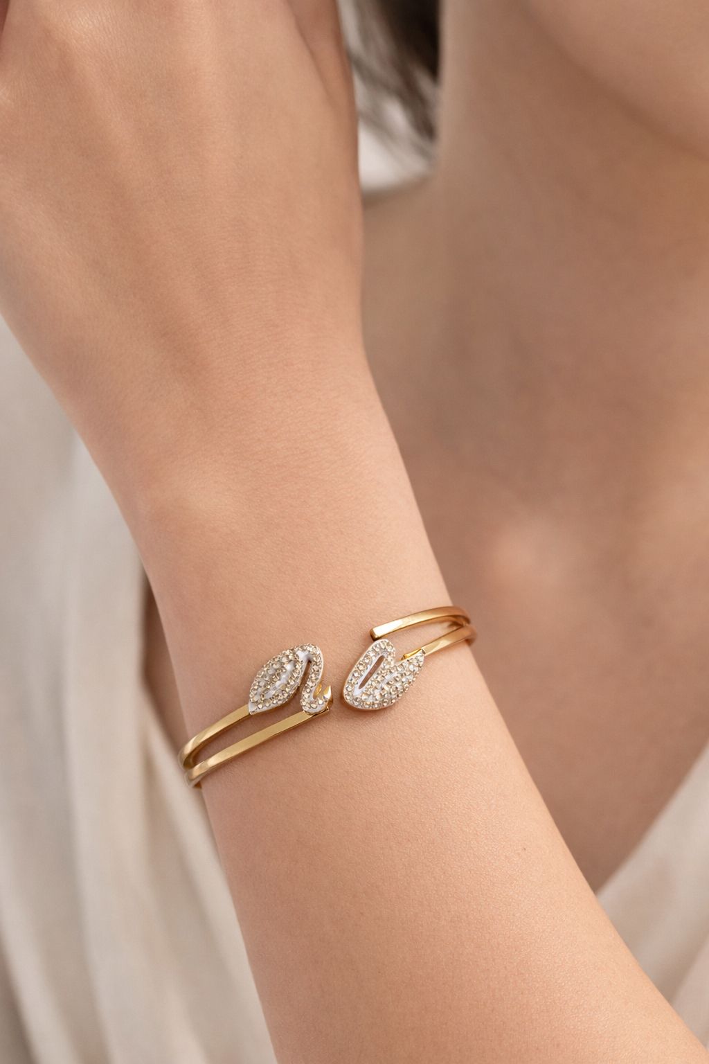 Eimak luna pearl open cuff bangle