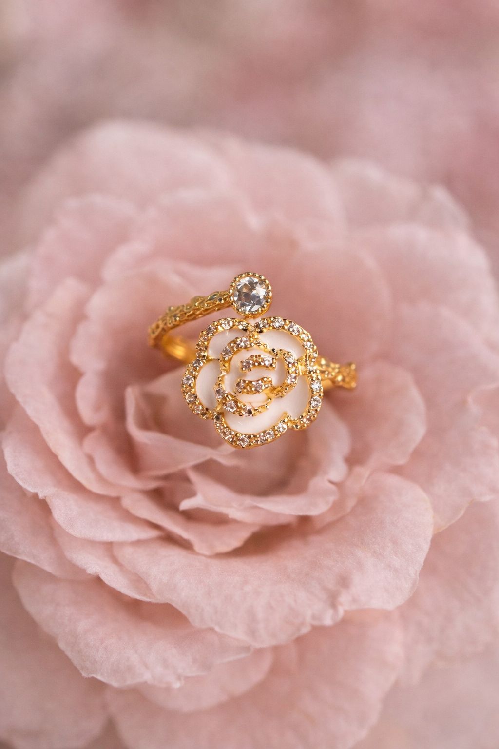 Golden Rose Sparkle Adjustable Ring