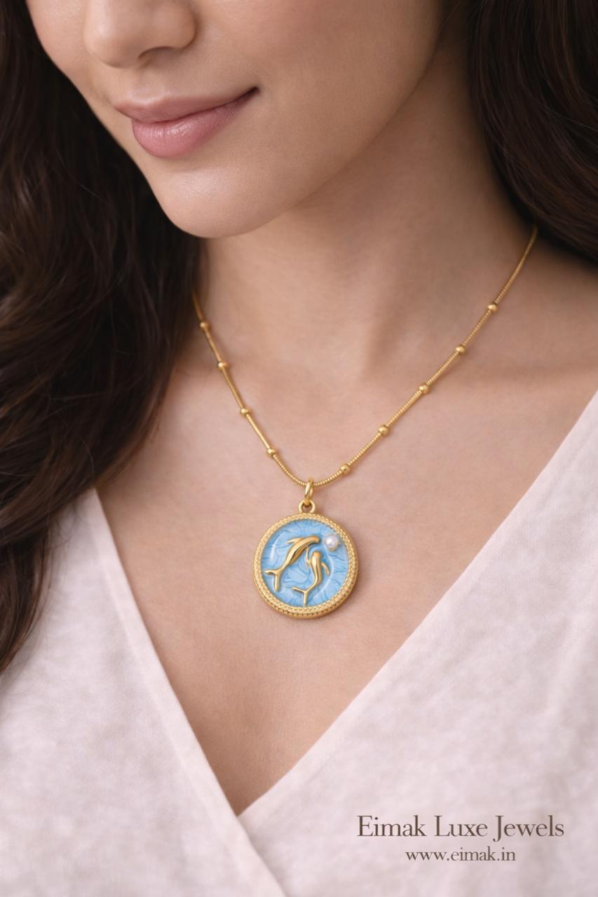 Ocean Twin Dolphins pendant chain