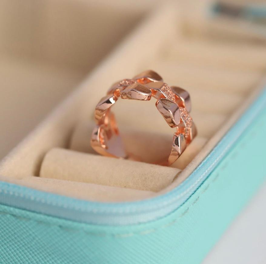 ELJ-R-028 Rose Heart Crystal Band Ring