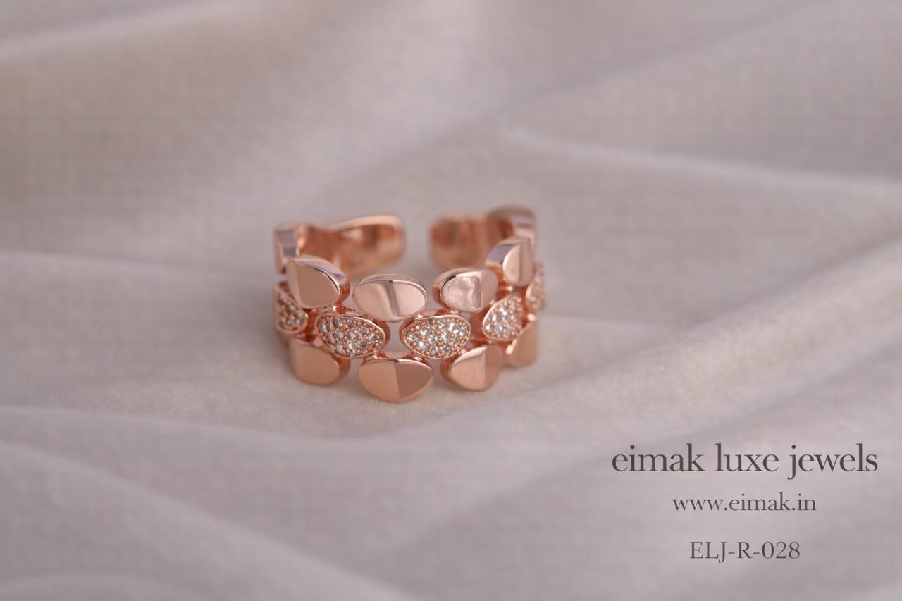 ELJ-R-028 Rose Heart Crystal Band Ring