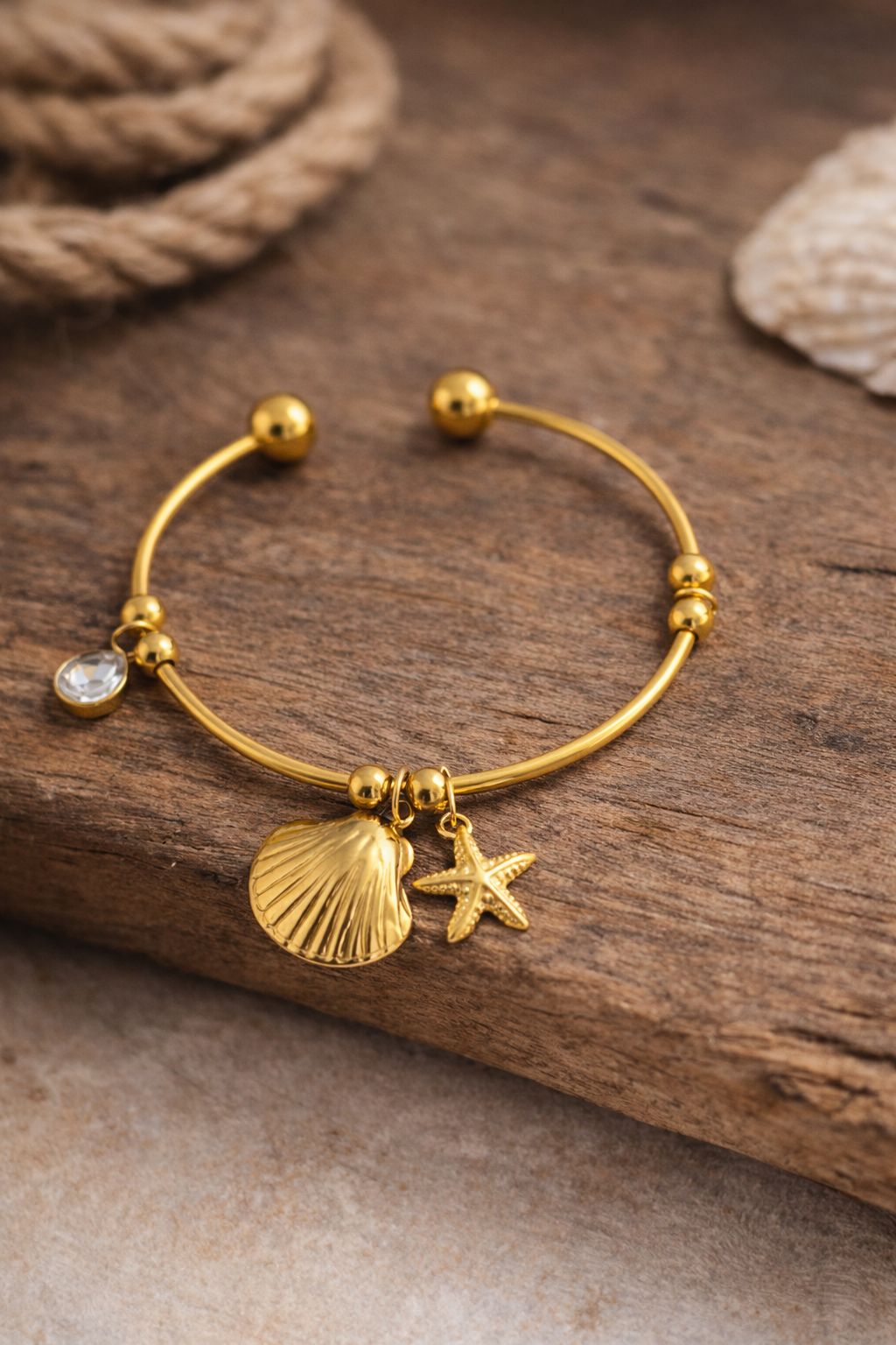 Eimak Ocean Charm Open Cuff Bangle