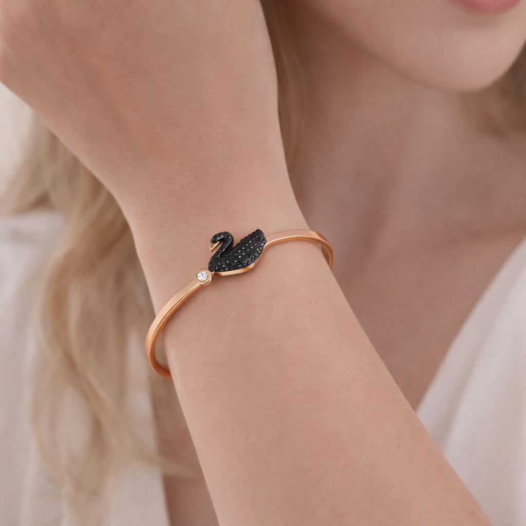 Black swan crystal bangles