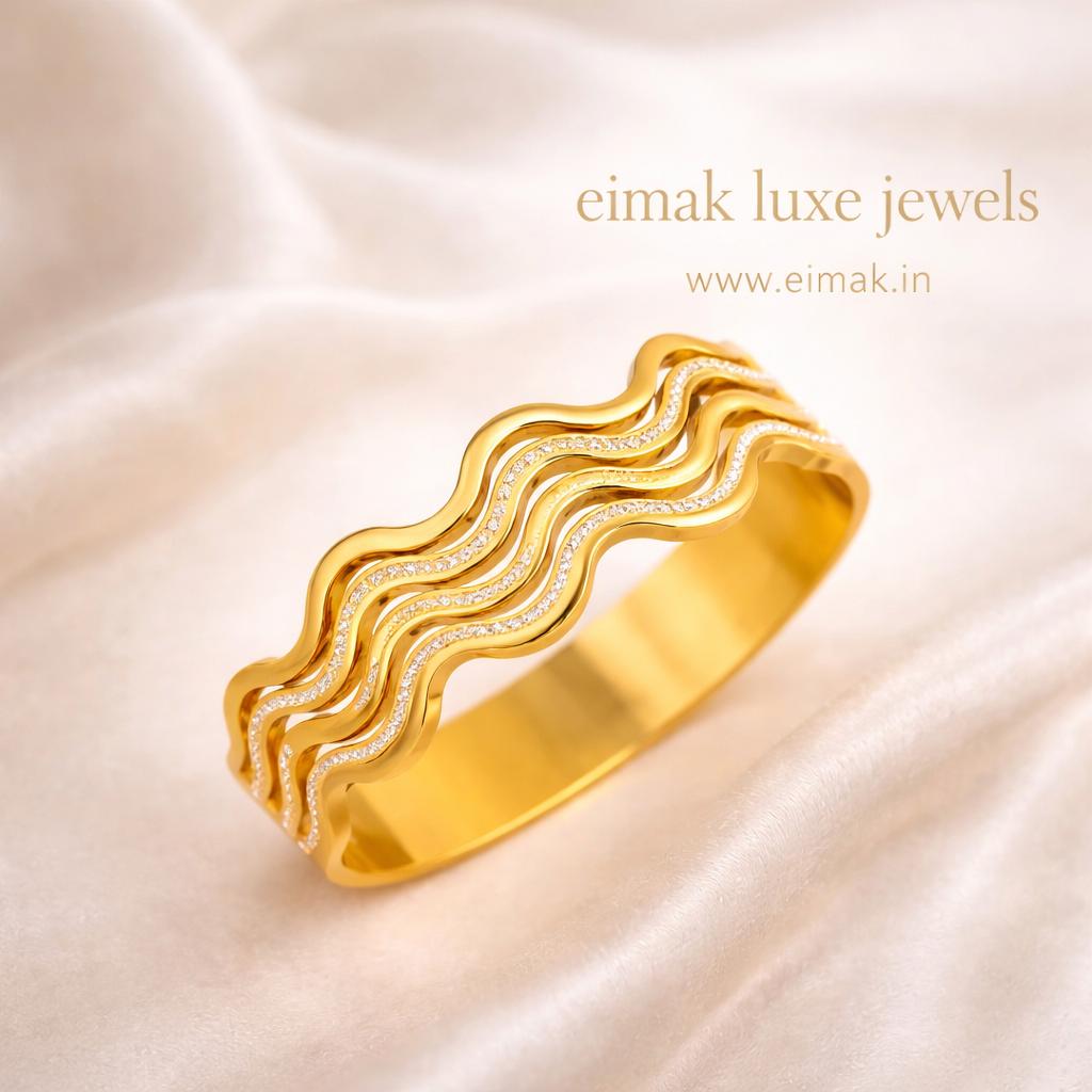 Triple wave crystal bangles