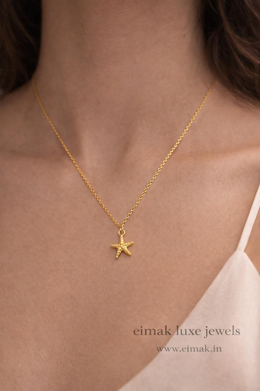 Golden Tide Starfish Pendant Necklace