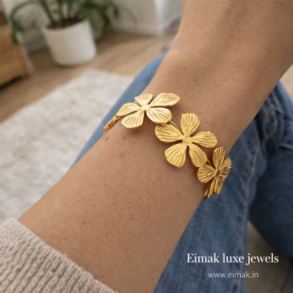 Golden Bloom Open Bangle