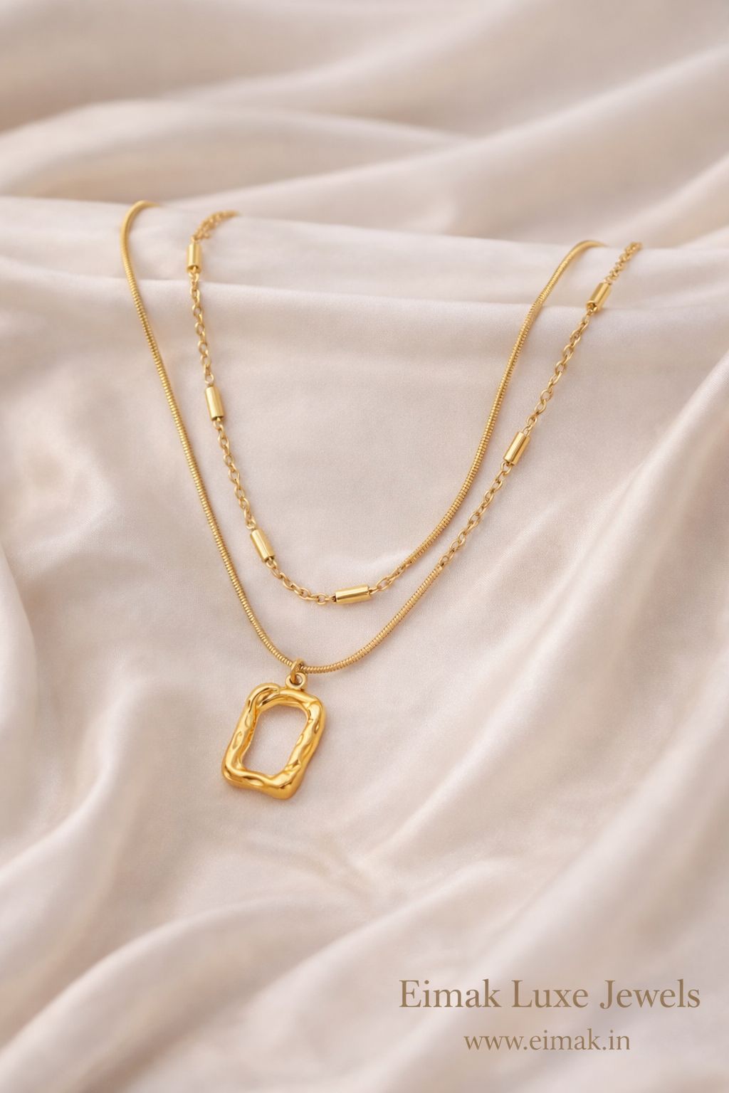 Golden Frame Duo Layer Necklace
