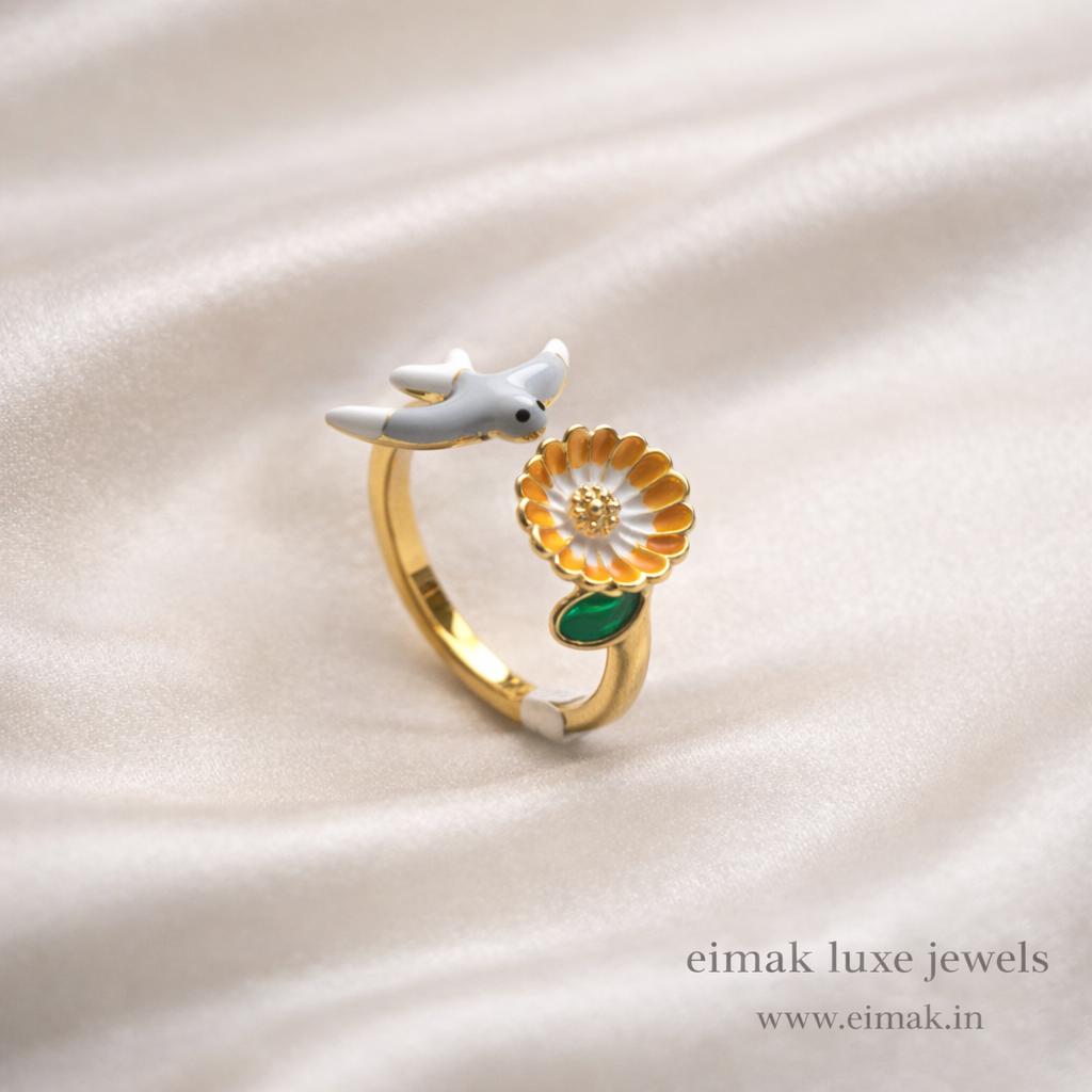 Golden Sparrow Bloom Ring