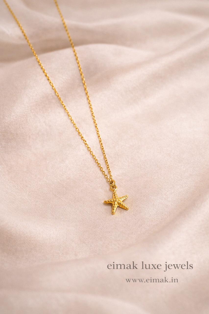 Golden Tide Starfish Pendant Necklace