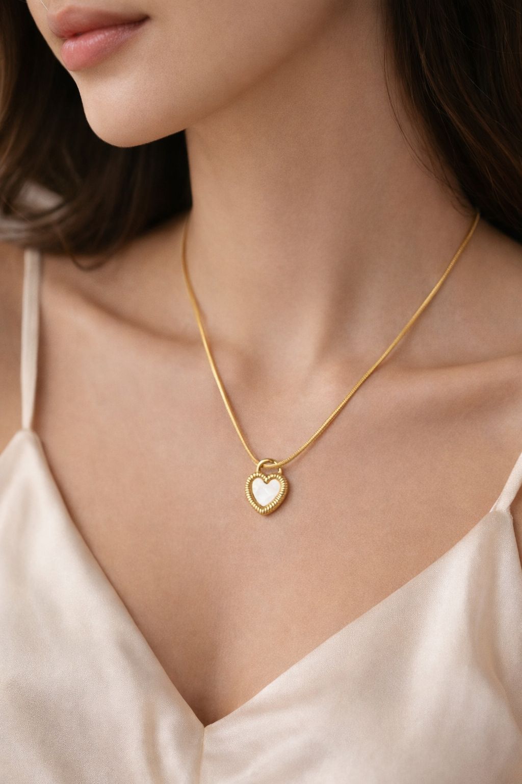 Golden Embrace Heart Pendant Necklace
