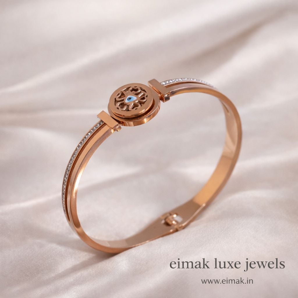 Evil Eye Medallion Stainless Steel Bangle