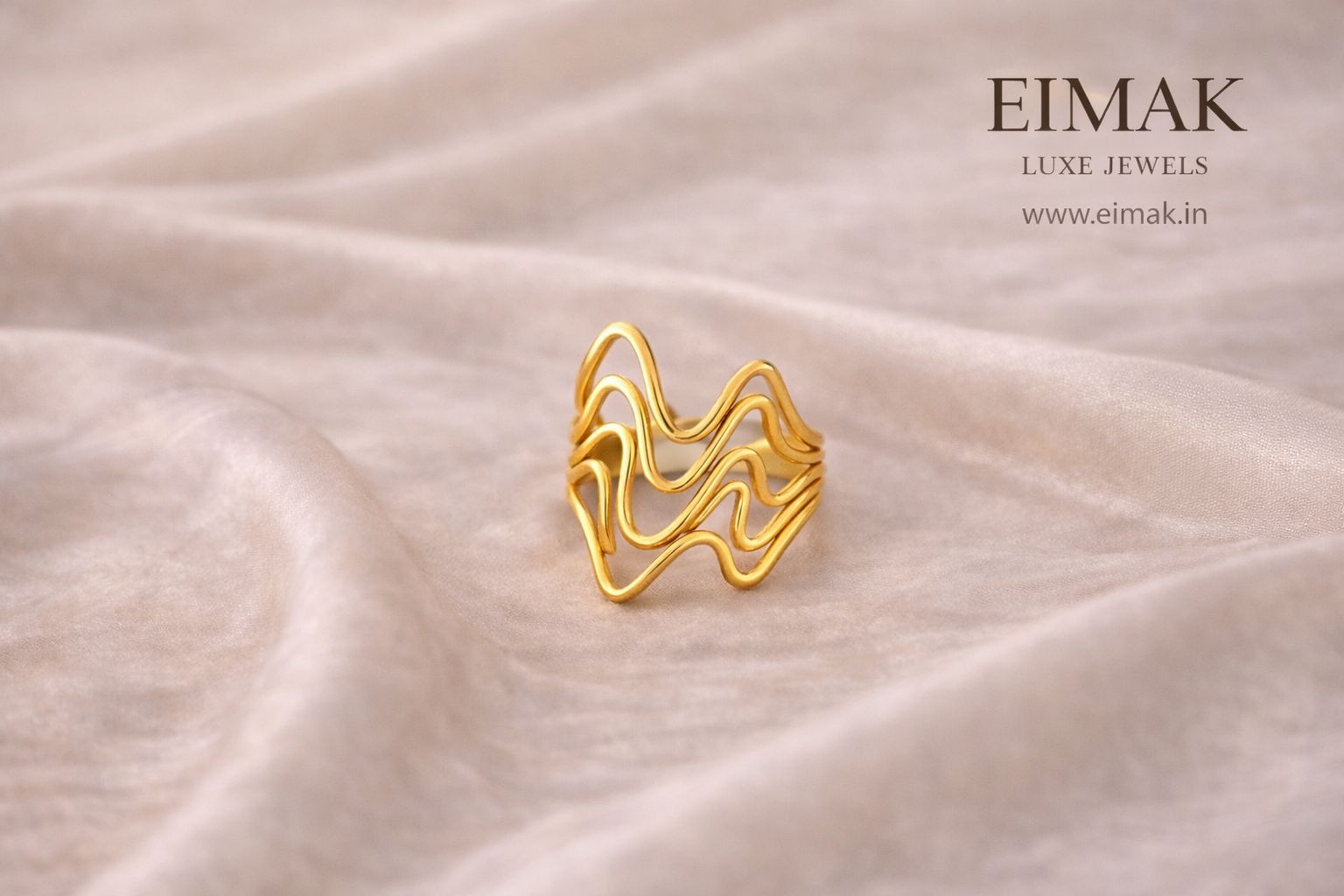 Golden Ripple Statement Ring