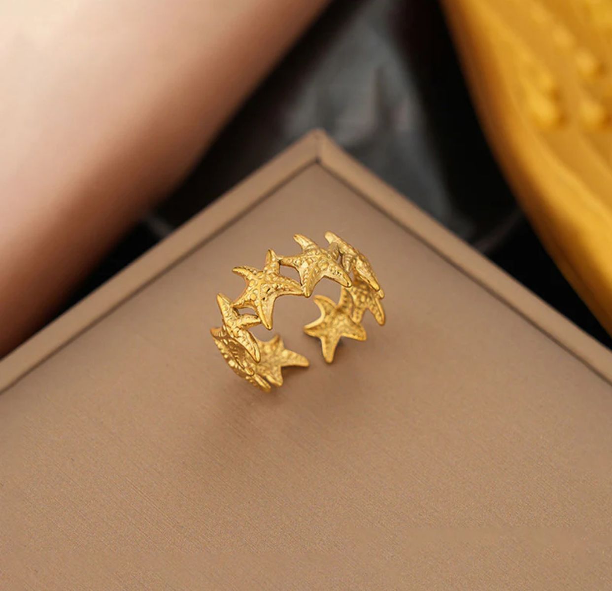 Golden Starfish Crown Ring