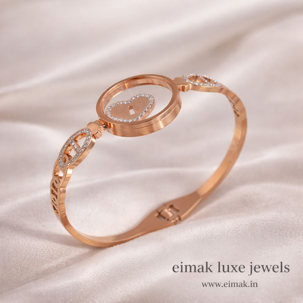 Crystal Heart Lock Bangle
