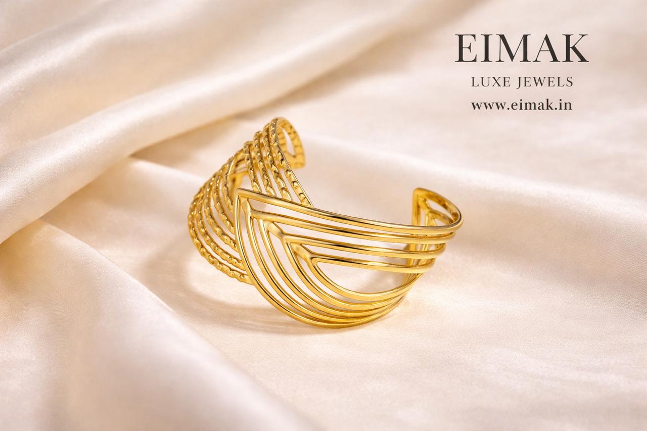 Eimak Golden Arc Statement Cuff Bangle