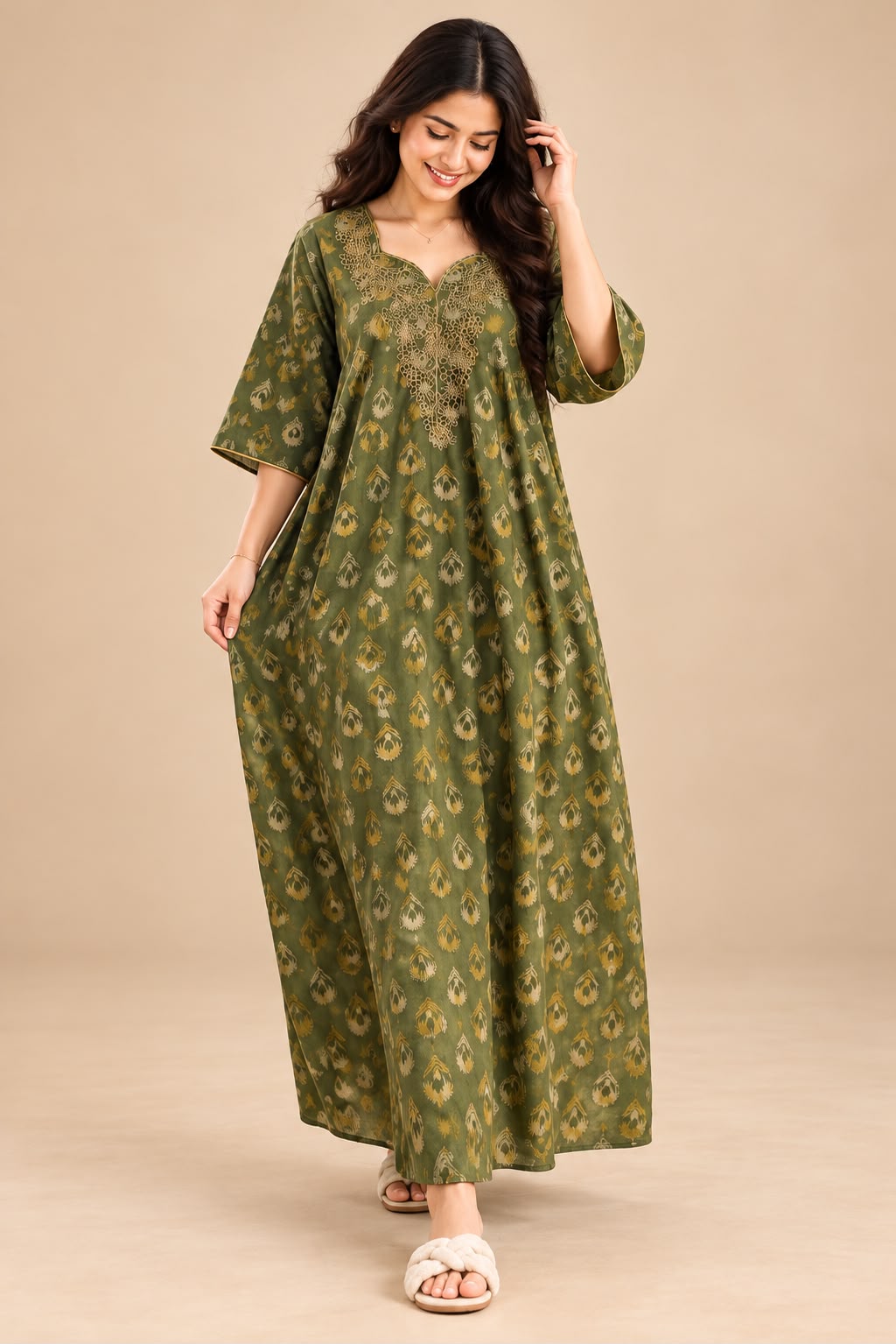 Elegant Olive Green Cording Maxi