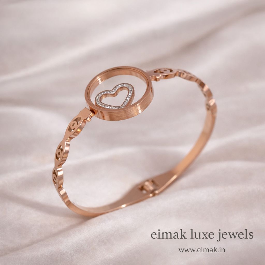 crystal heart charm bangle