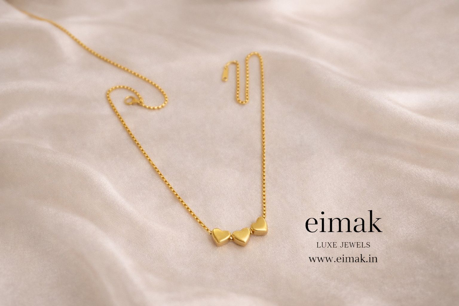 Trinity Hearts Gold Necklace