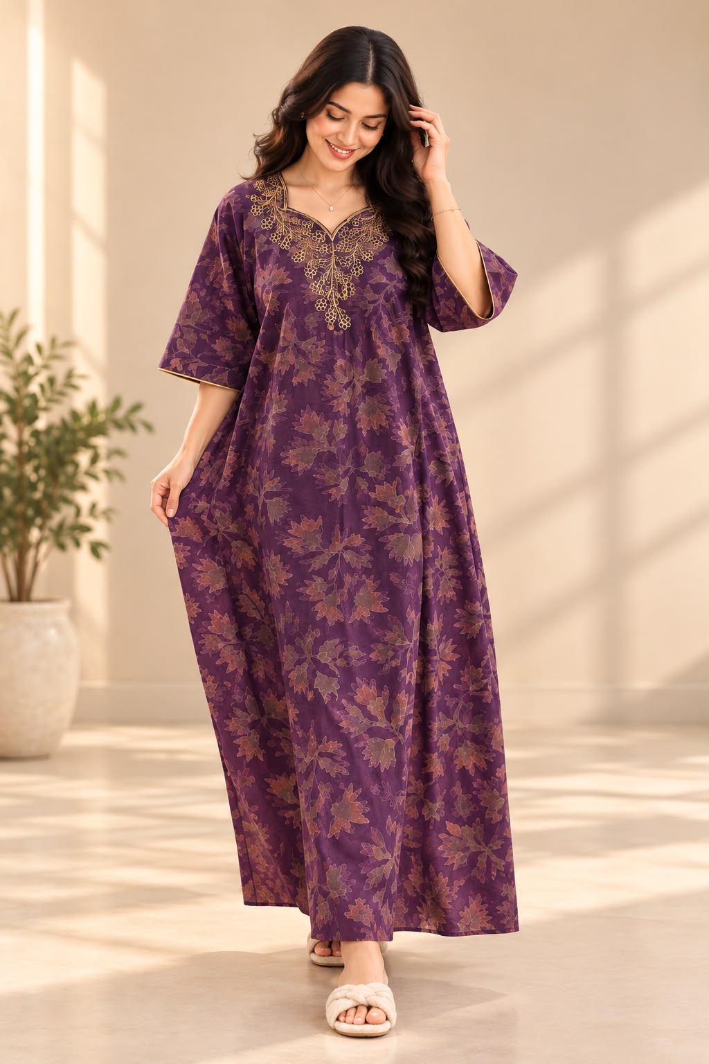 Elegant Purple Printed cording Maxi