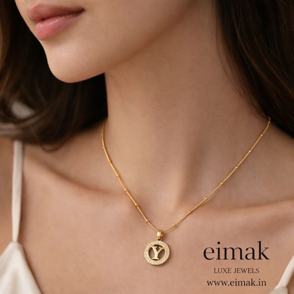 Celeste Initial “Y” Halo Necklace