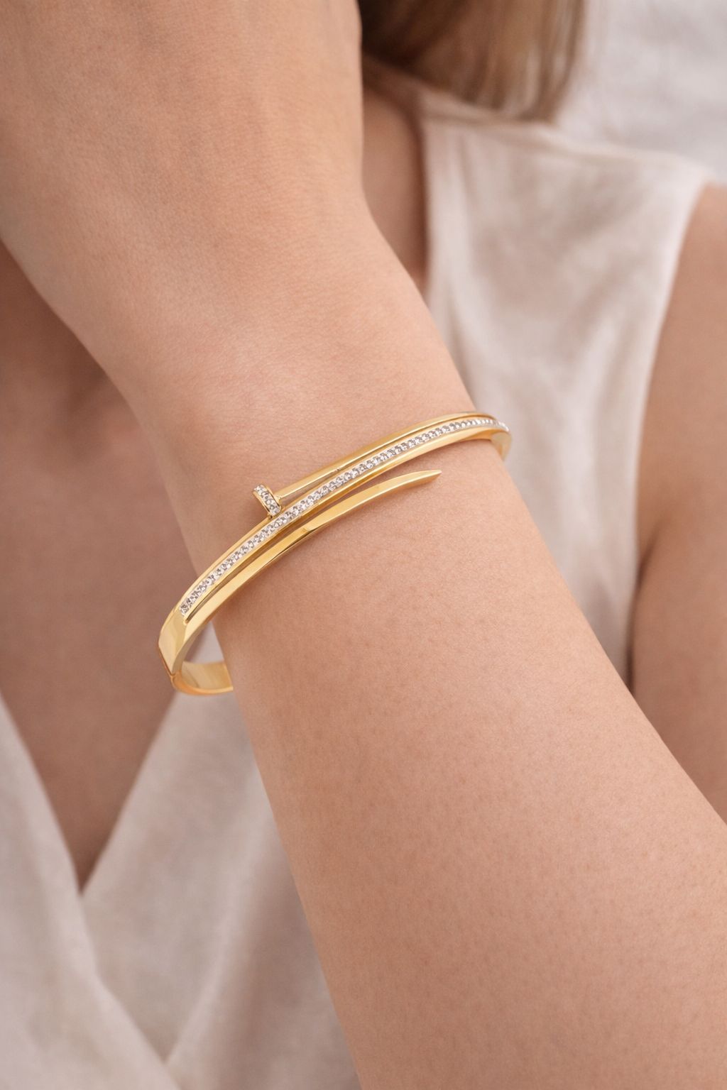 Luna Glide Diamond-Style Gold Bangle