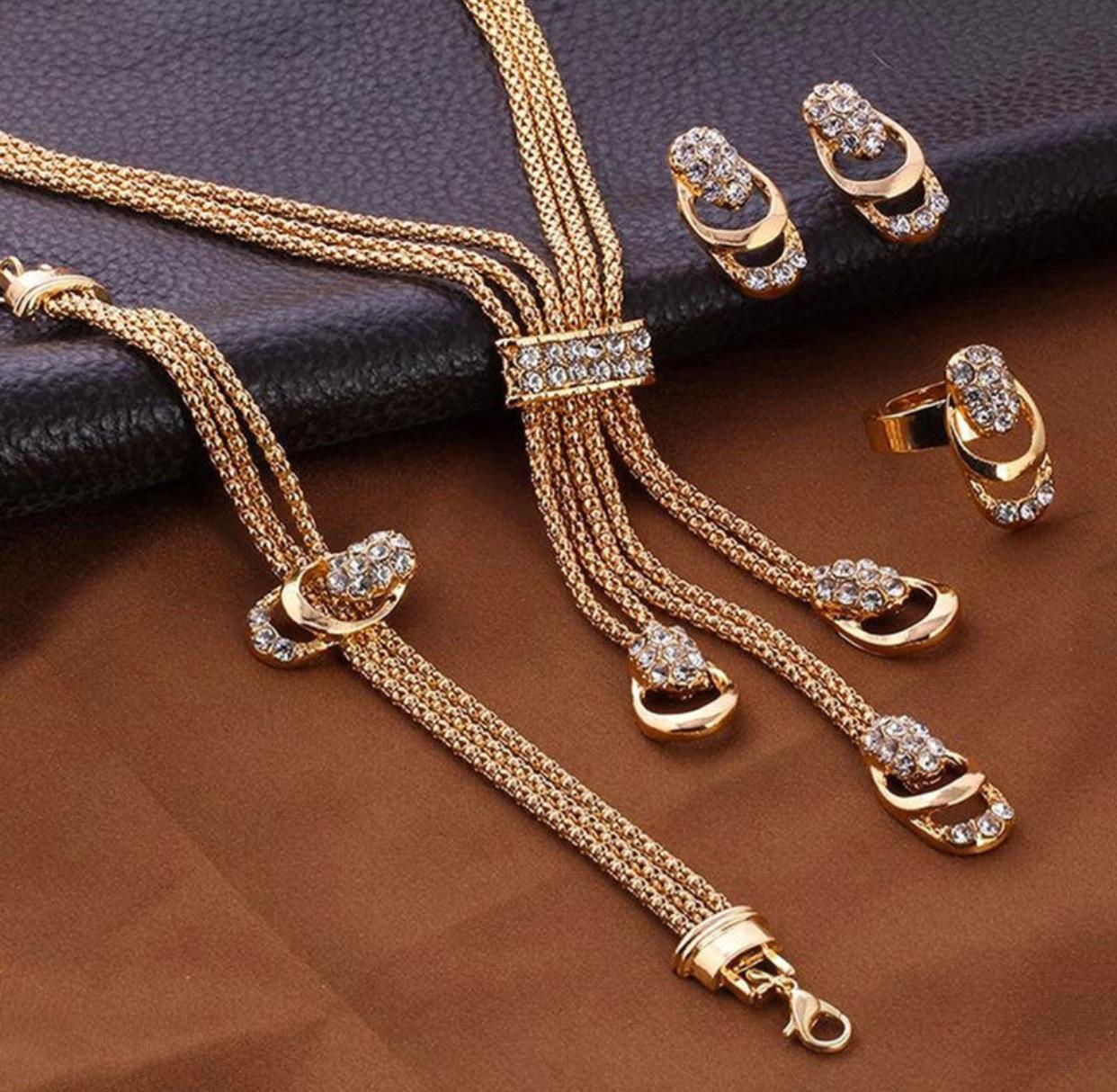 Fascinating Crystal Note Marvelous Necklace Earing Bracelet Ring for women and girls