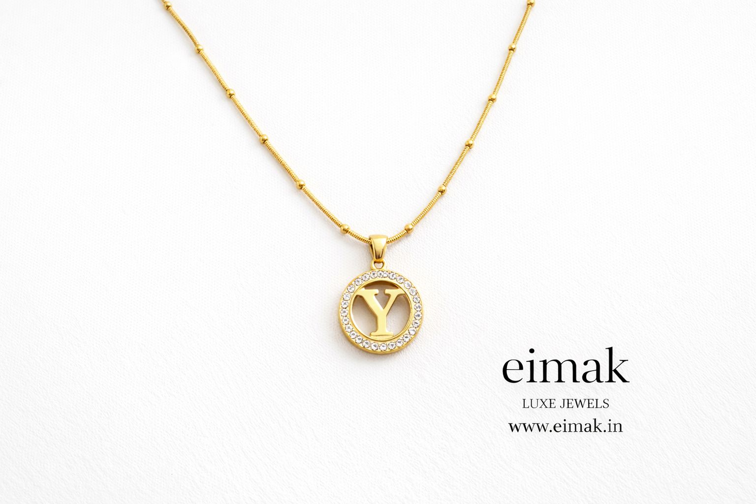 Celeste Initial “Y” Halo Necklace