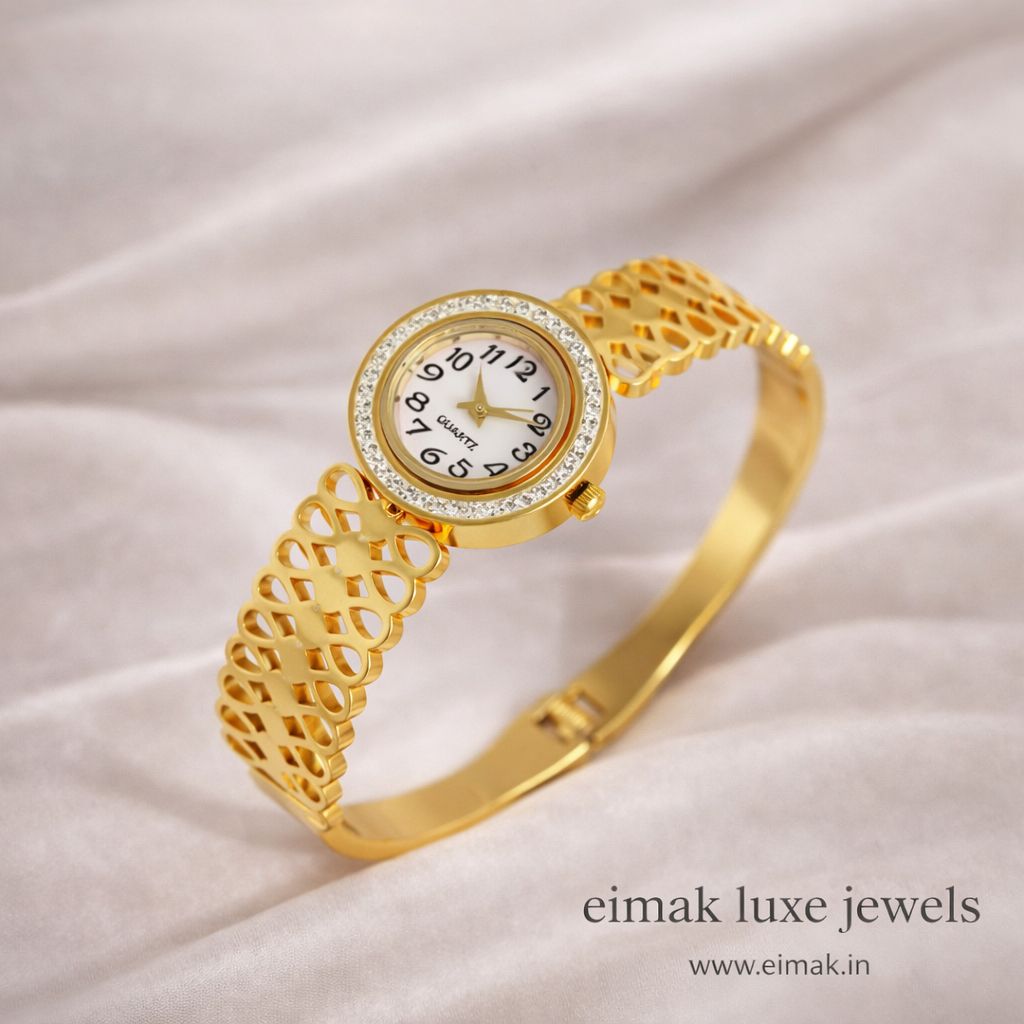 lattice gold bangle watch