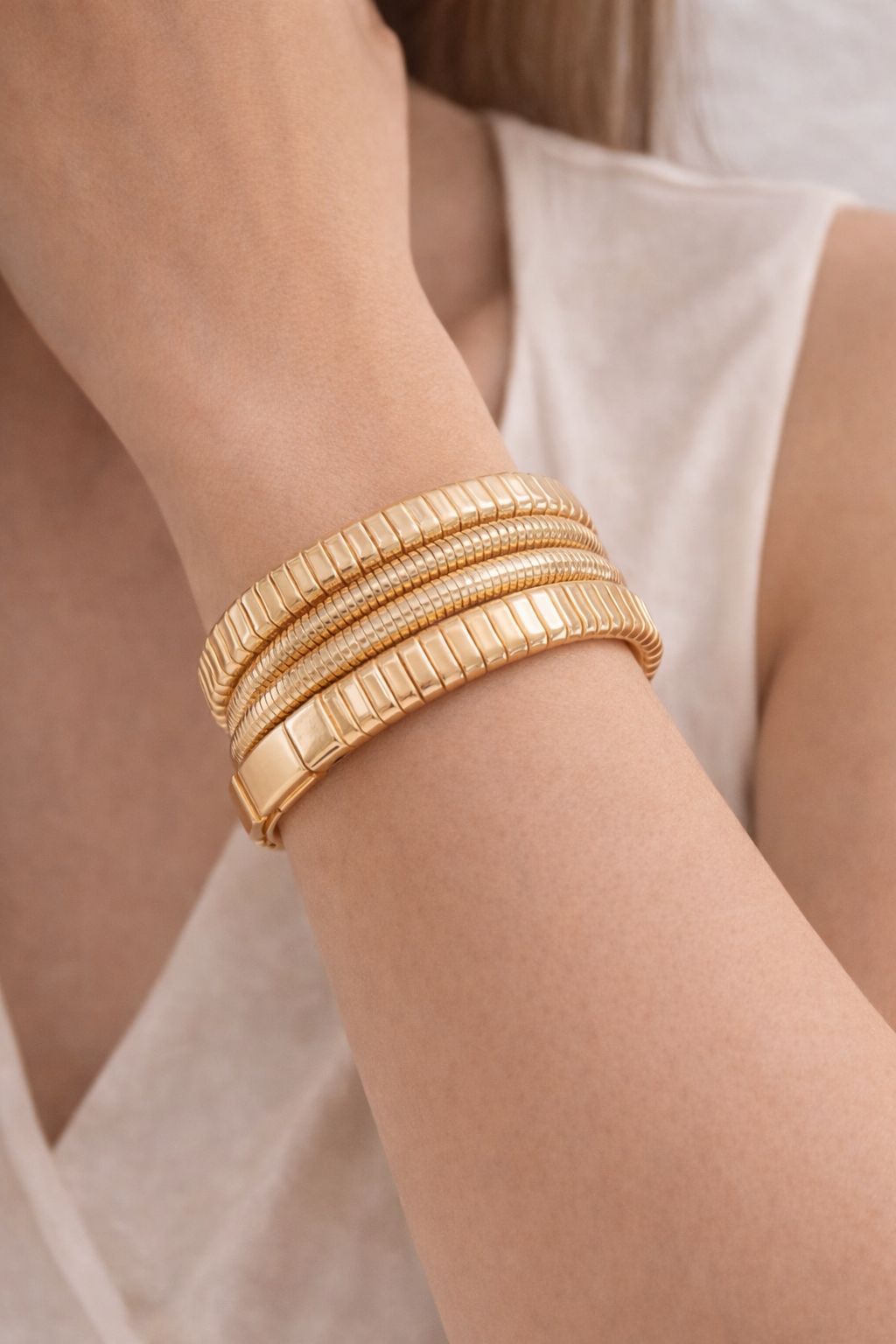 Helix Royale Triple-Coil Gold Bangle