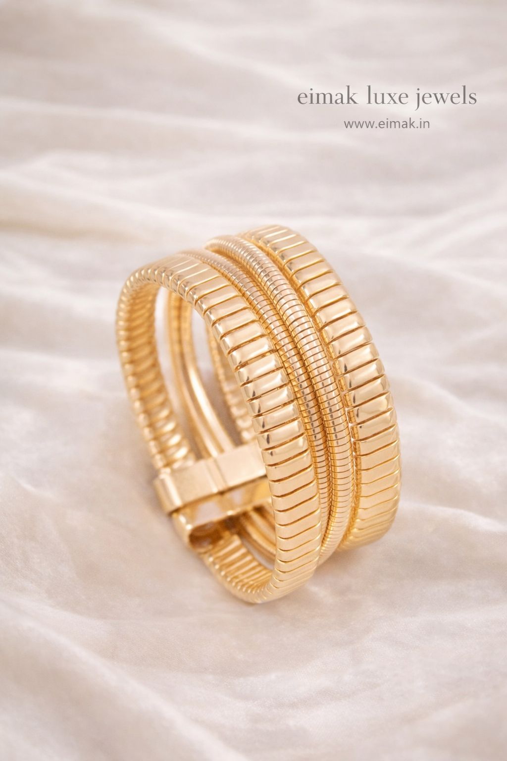 Helix Royale Triple-Coil Gold Bangle