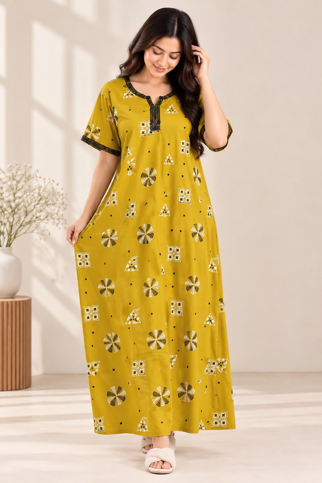 Mustard Yellow Printed Maxi