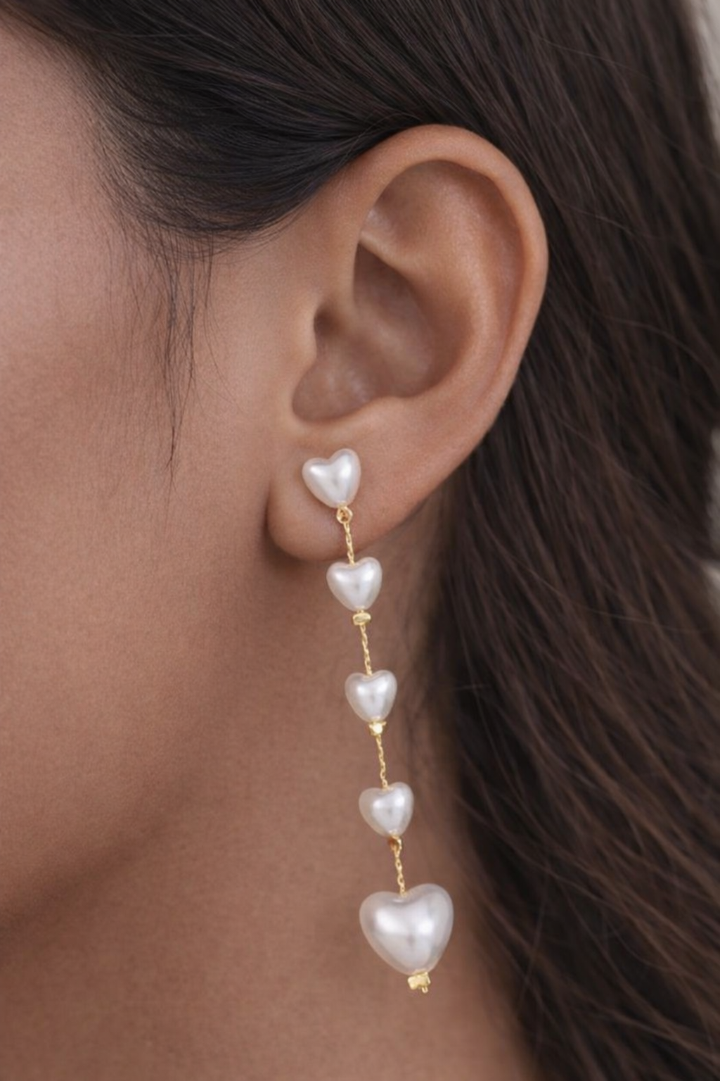 Pearl Heart Drop Earrings