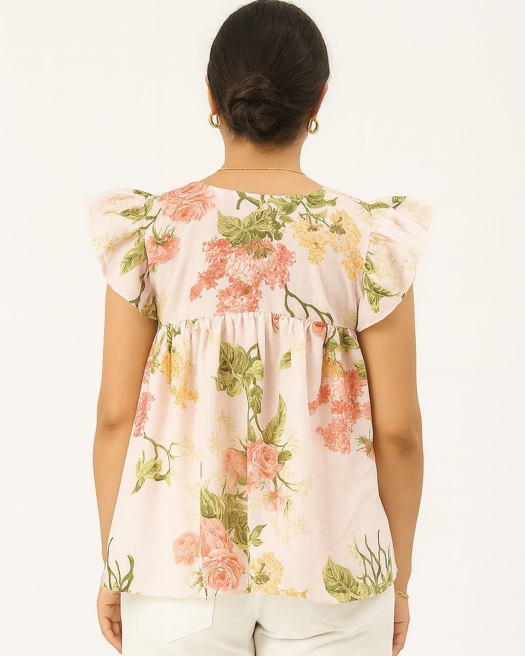 Floral Ruffle Sleeve Top