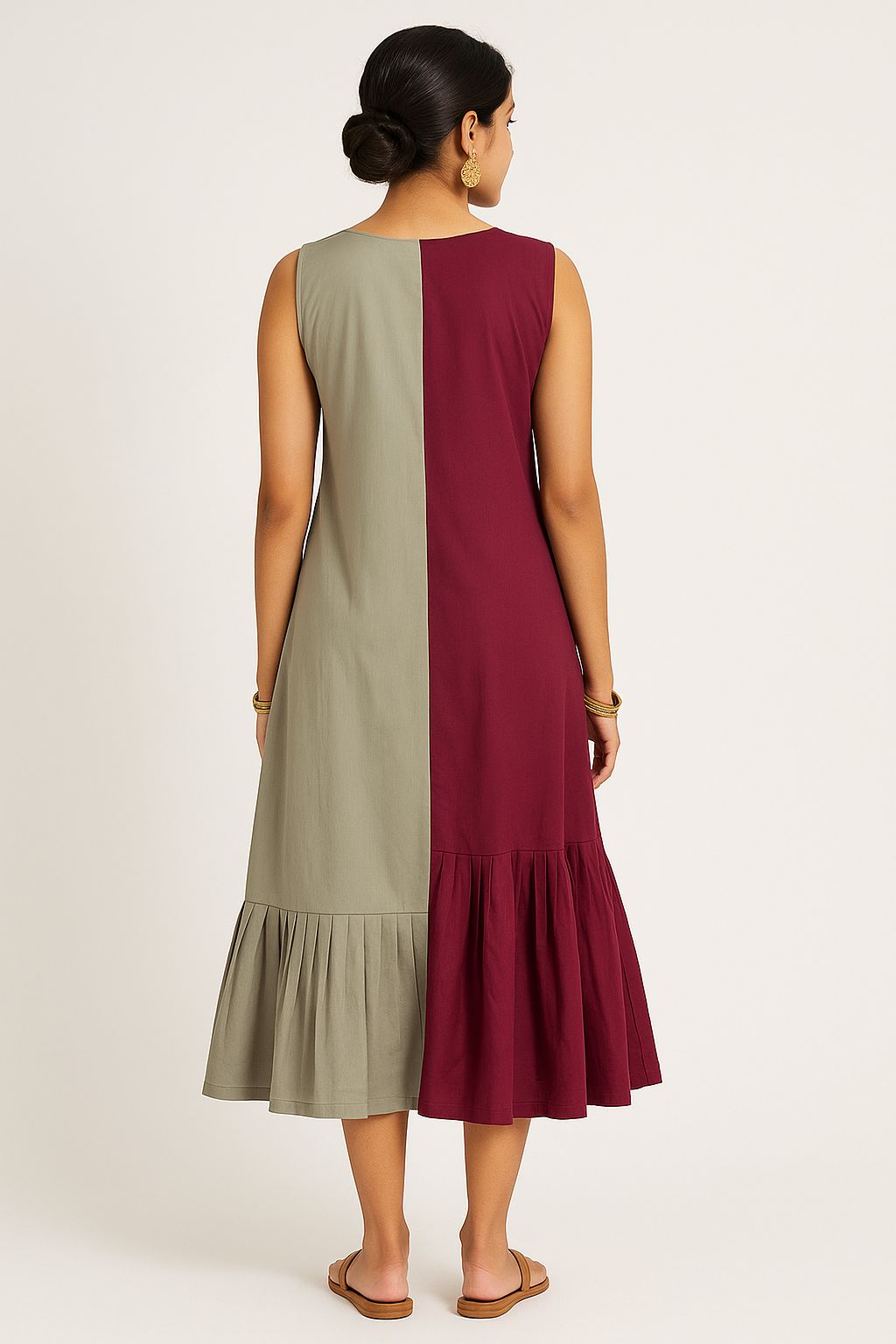 Maroon and Grey with gathered panels