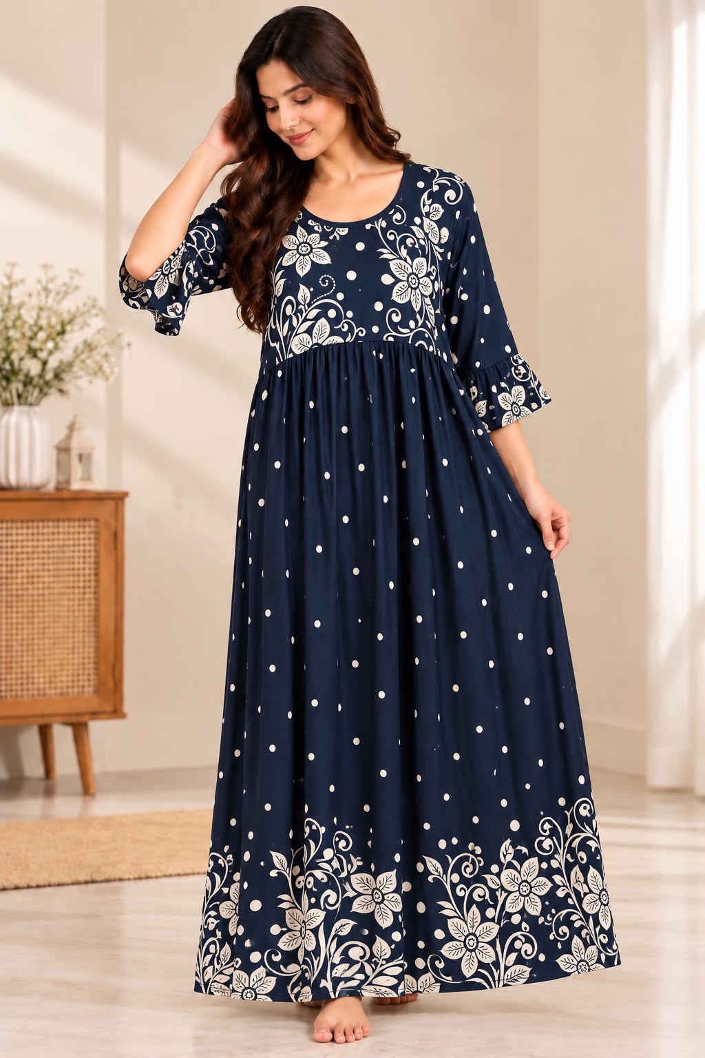 Midnight Blossom Floral Maxi