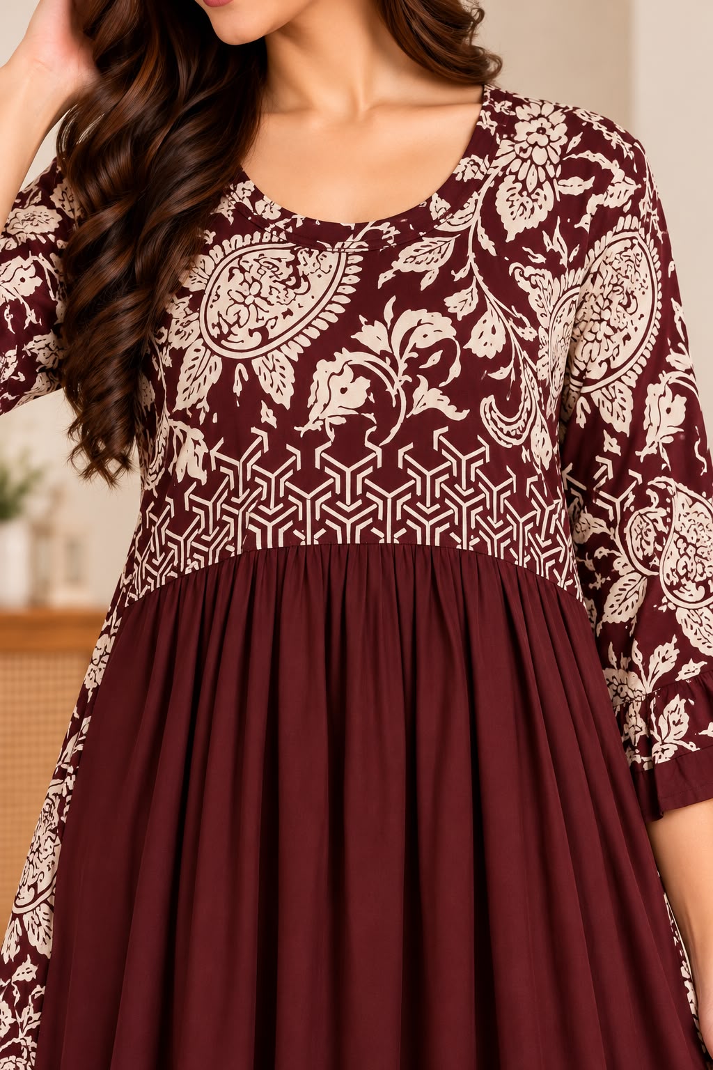 Burgundy Bloom Printed Maxi