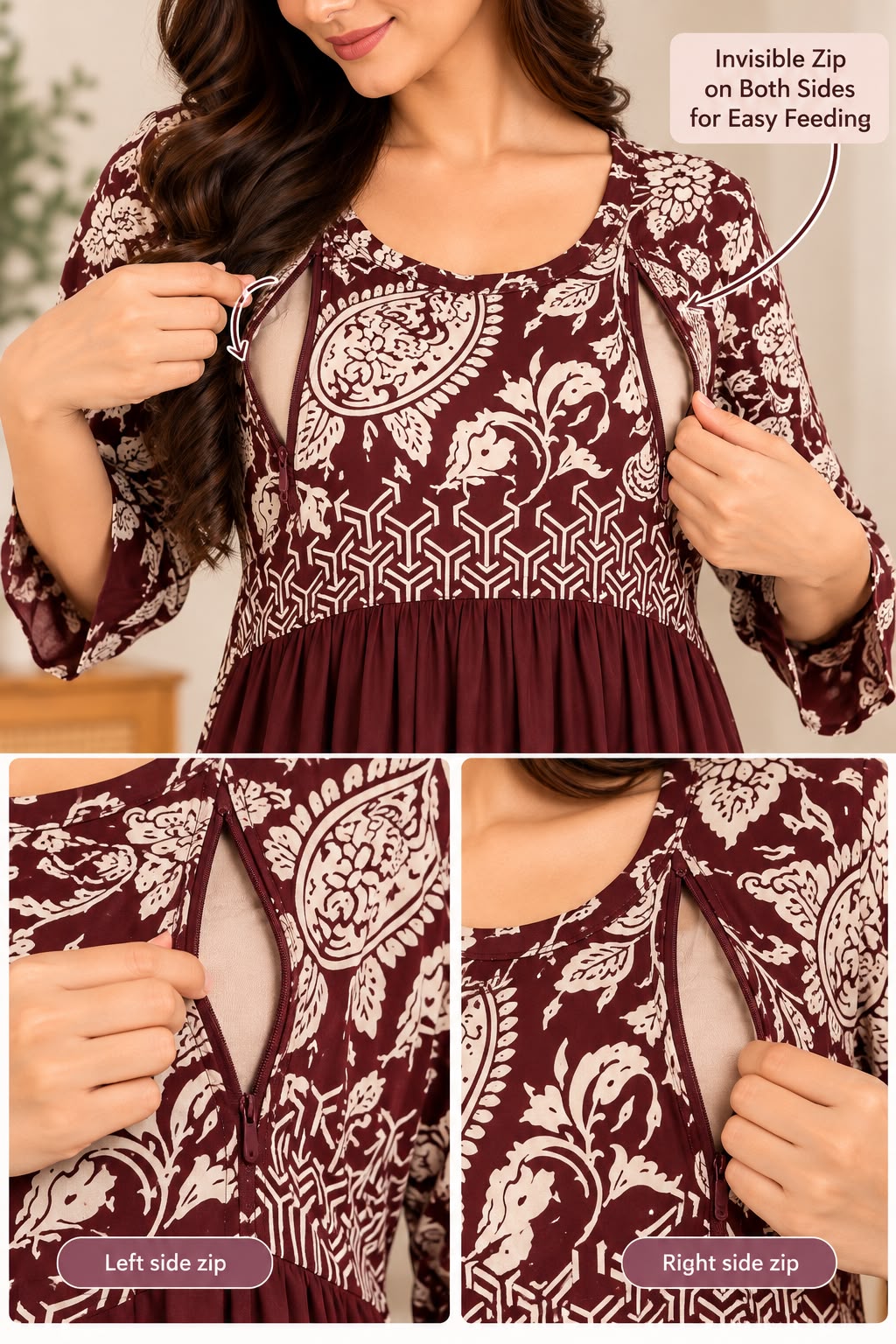 Burgundy Bloom Printed Maxi
