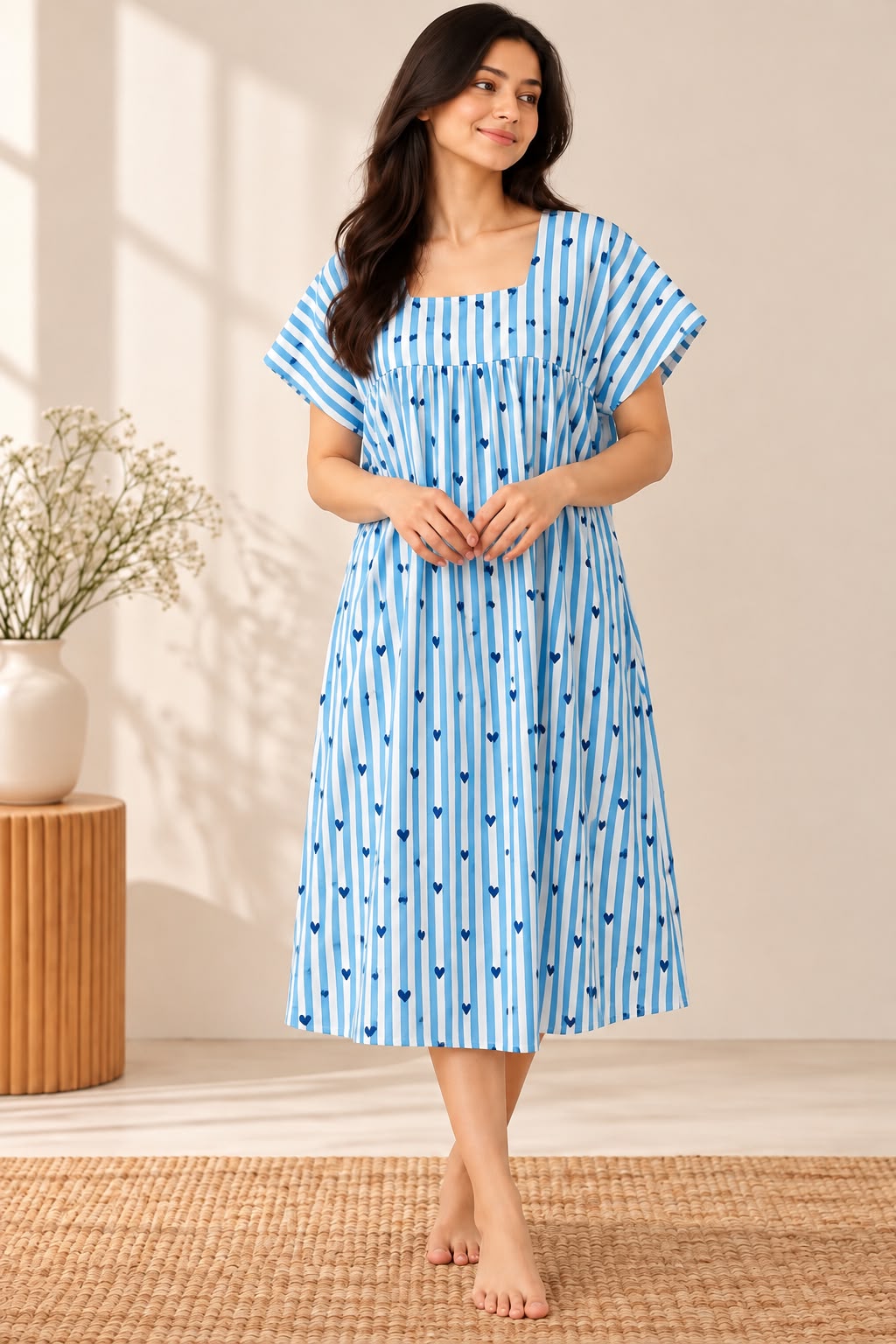 Blue Heart Stripe Maxi