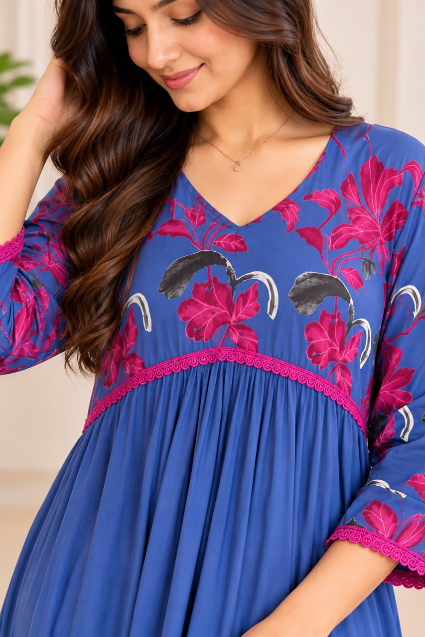 Royal Blue Blossom Maxi