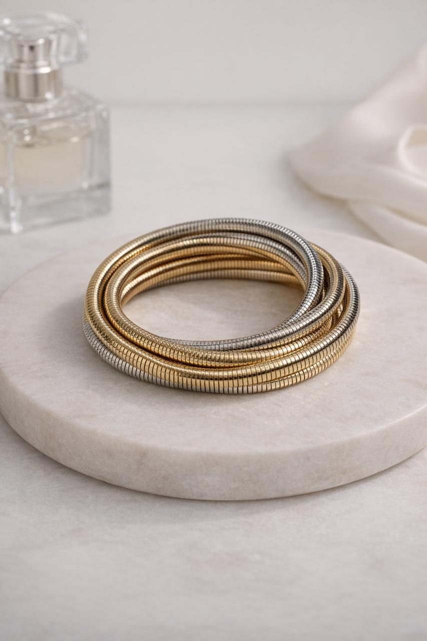Textured Coil Bangle Set