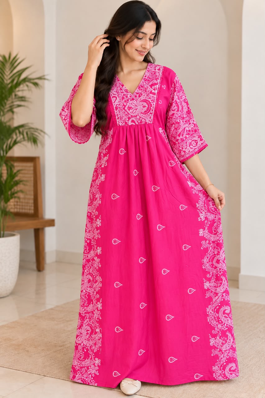Make Every Day Beautiful – Elegant Pink Printed Maxi Dress