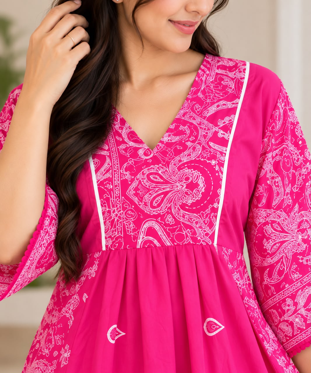 Make Every Day Beautiful – Elegant Pink Printed Maxi Dress