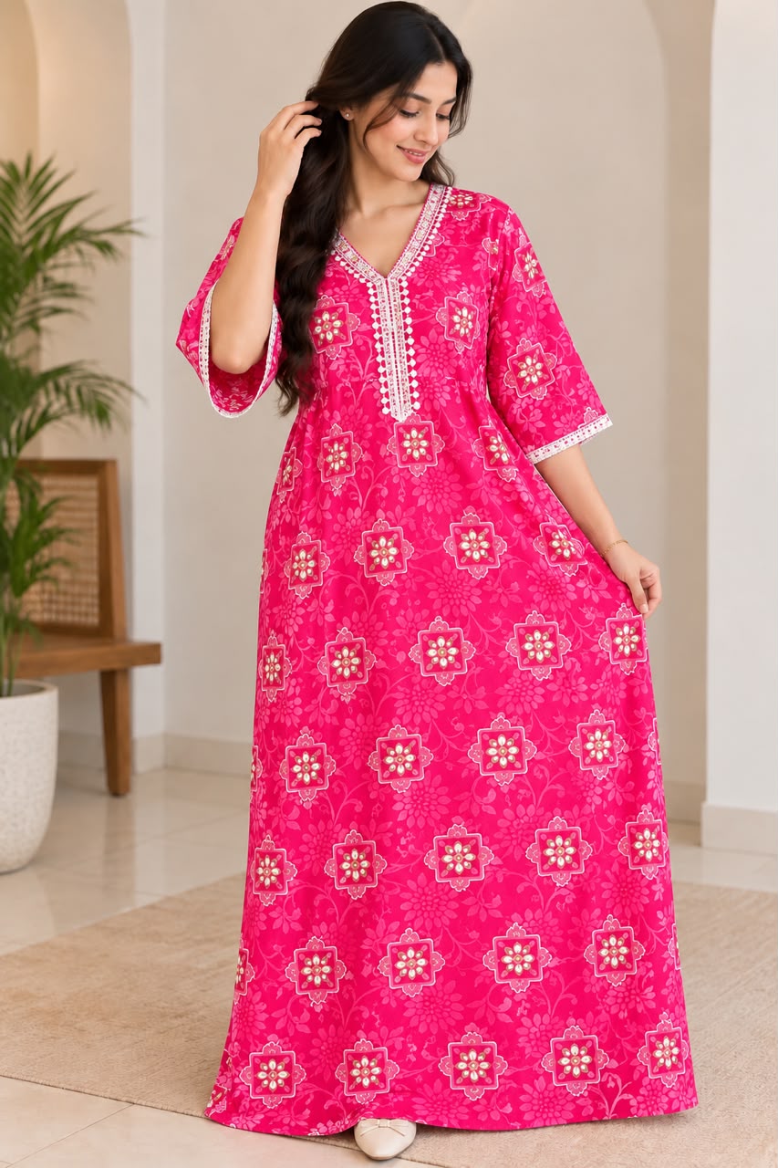 Elegant Pink Floral Maxi – Everyday Comfort & Style