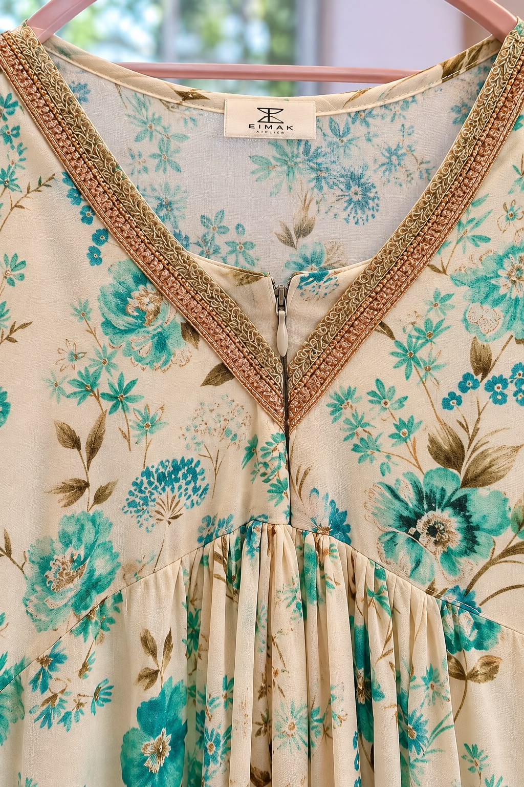 Teal Blossom Floral Maxi