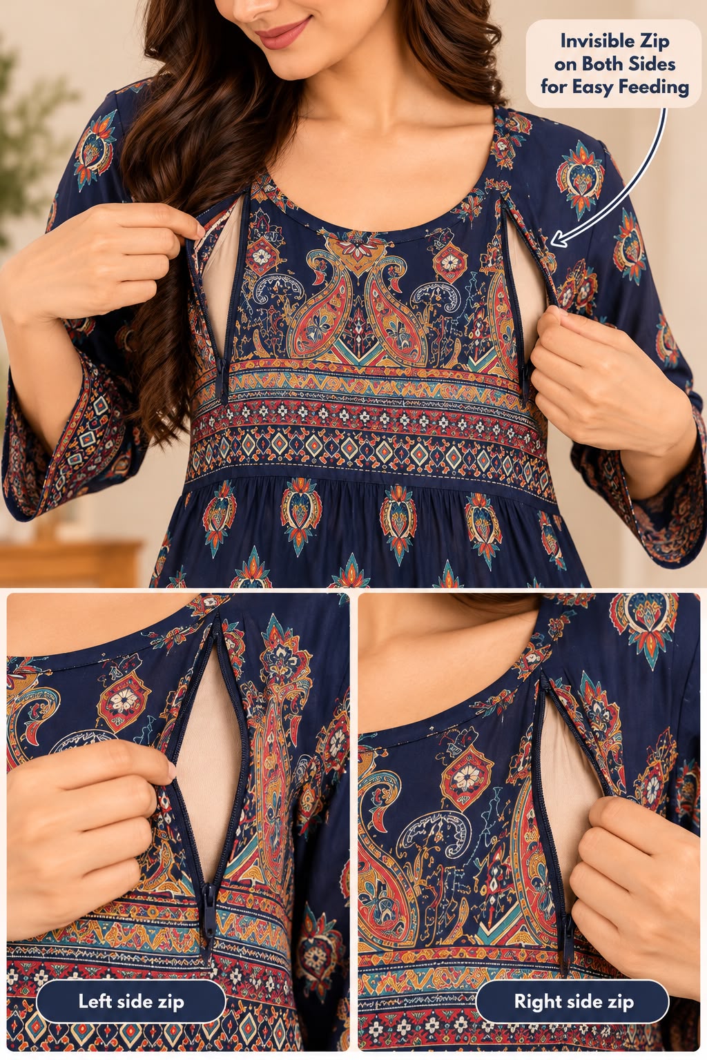 Royal Navy Ethnic Print Maxi Dress